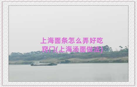 上海面条怎么弄好吃窍门(上海汤面做法)